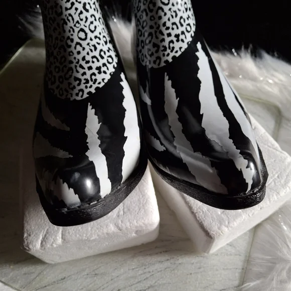 Daily Shoes Rain Boots Leopard and Zebra Print Pointed Toe Heeled  Women Size 10 - Picture 9 of 16